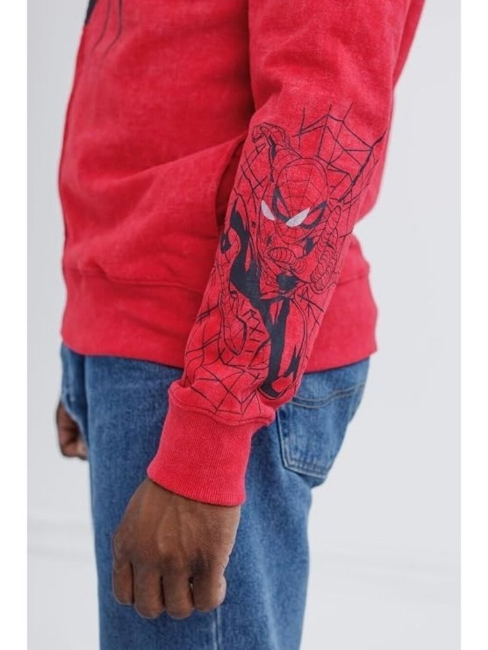 NEW Marvel Spider-Man Fleece Zip-Up Hoodie Sweater Cosplay Red Men's Size MEDIUM - Picture 4 of 6